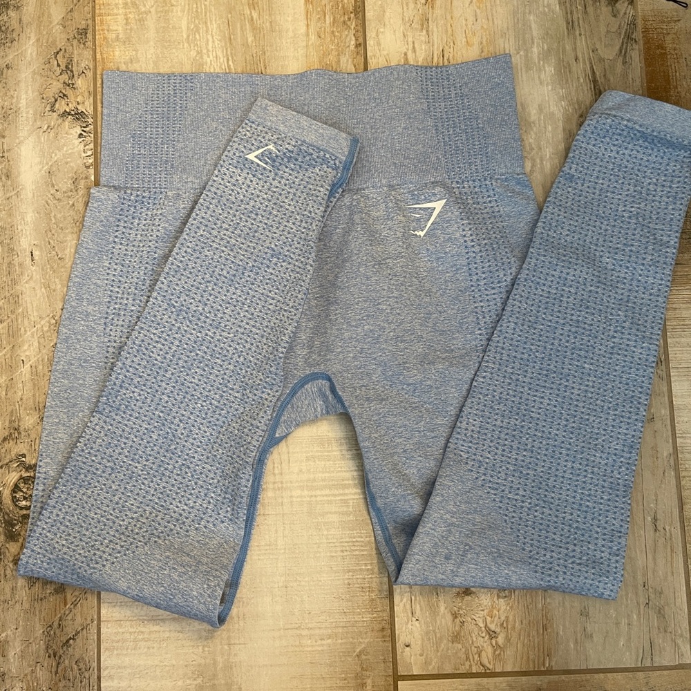 Gymshark Blue Leggings with Stretchy Material and Wide Waistband